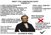 MEET THE AMERICAN GOAT HIMSELF! • DARK HORSE PRESIDENT ●• ONE-TERM MENACE CAMPAIGNED ON PROMISES AND ACTUALLY KEPT ALL OF THEM DOUBLED THE SIZE OF THE U.S. • RAN THE MOST EFFICIENT PRESIDENCY IN U.S. HISTORY • EXPANDED FROM ATLANTIC TO PACIFIC BRO LITERALLY RAN THE WHOLE COUNTRY LIKE A CHECKLIST Give me liberty Give me fire Give me MANIFEST DESTINY Or I retire THEY CALL HIM 007 0 scandals 0 reelection attempts 7 goals set → 7 completed Not keeping promises? (He did. Immediately.) ALWAYS WAS. ✓ Literally dying 3 months after leaving the office and fulfilling his duties?