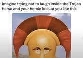 Imagine trying not to laugh inside the Trojan horse and your homie look at you like this