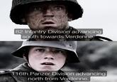 82 Infantry Division advancing south towards Verdenne. 116th Panzer Division advancing north from Verdenne.