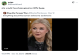 A "tweet":https://knowyourmeme.com/memes/sites/twitter-x about Erika Kirk, the widow of late right-wing political organizer "Charlie Kirk":https://knowyourmeme.com/memes/people/charlie-kirk, concerning her CBS Town Hall Interview in December 2025.