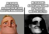 ME READING ABOUT ALL THE INFORMATION WE HAVE ABOUT THE HUMAN BODY ME READING ABOUT HOW SOME OF THE DATA WAS COLLECTED