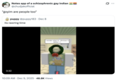 Notes app of a schizophrenic gay indian @chudjakofficial "goyim are people too" puppy @puppy183 · Dec 8 its rawring time 0:32 i wonder what mr. dinosaur is doing >-> 10:09 AM Dec 9, 2025 48.8K Views ^^ R ...