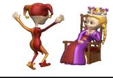 An image of a GIF of a jester dancing for a queen.