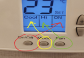 23 SET Cool Hi ON AN On/Off Mode Fan