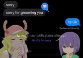 sorry sorry for grooming you its Ok Delivered Quietly mays has notifications silenced Notify Anyway Message