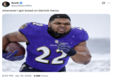 The original "tweet":https://knowyourmeme.com/memes/sites/twitter-x that shared the Druski Ravens "meme":https://knowyourmeme.com/memes/memes, showing internet comedian "Druski":https://knowyourmeme.com/memes/people/druski as Baltimore Ravens running back Derrick Henry.
