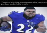 A "meme":https://knowyourmeme.com/memes/memes using the Druski Ravens "AI image":https://knowyourmeme.com/memes/cultures/ai-art, showing internet comedian "Druski":https://knowyourmeme.com/memes/people/druski as Baltimore Ravens running back Derrick Henry.