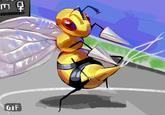 A piece of art depicting Beedrill using string shot in Pokemon Stadium. The art is by X user AustinArts4.