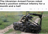 The Ukrainian Armed Forces robot held a position without infantry for a month and a half WAR 21:24, 22 december 2025 Al translation Share: f 1