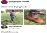 Indispensable David @davidchibike What is he trying to do Harry Burberry @kingharry_ Watch his step www