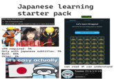 Japanese learning starter pack How many kanji are there? • Tens of thousands exist HIRAGANA duolingo KATAKANA . About 2,136 are officially taught for daily use in Japan (jōyō kanji) D アニ KANJI Let's learn Hiragana! Get to know the main writing system in Japanese TIPS LEARN THE CHARACTERS あ い お a U e 0 NETFLIX VPN required: 5% Only with japanese subtitles: 5% Both: 85% Other: 5% it's easy actually D' < け ka ku ke ko - - - - さ し す せ t sa shi su se SO - - - た ち て と ta chi tsu te to Ji な F ぬ 12 の na ni nu ne по - - - - - は ひ ほ ha hi fu he ho - - - - ま み む め も ma mi mu me mo - can read # can understand Trenton 《トレントン》| @FLYTY 173K subscribers - 13 videos i yap about japanese ...more ''Subscribed ✓