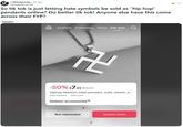 A Reddit post about a swastika necklace being sold on TikTok Shop. The post is outraged.