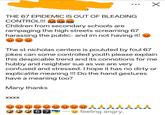 ✓ THE 67 EPIDEMIC IS OUT OF BLEADING CONTROL!!! $#&%! 5#&%! 5#&%! Children from secondary schools are rampaging the high streets screaming 67 harassing the public- and im not having it! The st nicholas centere is pouluted by foul 67 jokes can some controlled youth please explain this despicable trend and its connotions for me hubby and neighber sue as we are very confused and stressed. I hope it has no dirty or explicatite meaning !!! Do the hand gestures have a meaning too? Many thanks XXXX 66 55 65 67 feeling angry.