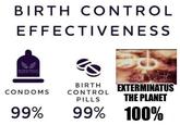 BIRTH CONTROL EFFECTIVENESS BLOOD VENERE CONDOMS 99% BIRTH CONTROL PILLS EXTERMINATUS THE PLANET 99% 100%