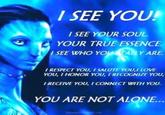 I SEE YOU! I SEE YOUR SOUL YOUR TRUE ESSENCE I SEE WHO YOU EALLY ARE. I RESPECT YOU, I SALUTE YOU,I LOVE YOU, I HONOR YOU, I RECOGNIZE YOU, I RECEIVE YOU, I CONNECT WITH YOU. YOU ARE NOT ALONE... plesedict.com