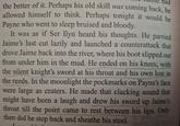 ad the better of it. Perhaps his old skill was coming back, he allowed himself to think. Perhaps tonight it would be Payne who went to sleep bruised and bloody. It was as if Ser Ilyn heard his thoughts. He parried Jaime's last cut lazily and launched a counterattack that drove Jaime back into the river, where his boot slipped out from under him in the mud. He ended on his knees, with the silent knight's sword at his throat and his own lost the reeds. In the moonlight the pockmarks on Payne's face were large as craters. He made that clacking sound that might have been a laugh and drew his sword up Jaime's throat till the point came to rest between his lips. Only then did he step back and sheathe his steel.