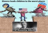 Divorce leads children to the worst places SSIVE Republicans supporting Teddy Roosevelt Republicans supporting William Howard Taff The presidency of Woodrow Wilson
