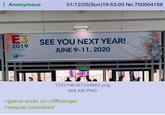 Anonymous 01/12/25(Sun)19:53:00 No.700004158 E3 2019 SEE YOU NEXT YEAR! JUNE 9-11, 2020 1722196167234882.png 668 KB PNG >game ends on cliffhanger >sequel cancelled