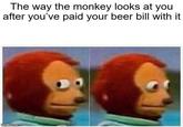 The way the monkey looks at you after you've paid your beer bill with it imgflip.com