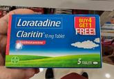 Energ MAX 3 Energi READY Loratadine Claritin 10 mg Tablet B BAYER Antihistamine BUY4 GET 1 FREE! 5 TABLETS scons