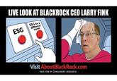 LIVE LOOK AT BLACKROCK CEO LARRY FINK ESG ESG by a different name Visit AboutBlackRock.com PAID FOR BY CONSUMERS' RESEARCH