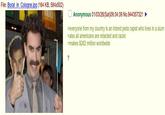 File: Borat_in_Cologne.jpg (164 KB, 584x502) Anonymous 01/03/26(Sat)09:34:39 No.944357321 >everyone from my country is an inbred p--- r----- who lives in a slum >also all americans are retarded and racist >makes $262 million worldwide ?
