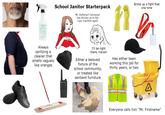 School Janitor Starterpack Mr. Anthony!! Someone has thrown up in the copy machine again Broke up a fight that one time Always spritzing a cleaner that smells vaguely like oranges I'll be right there, ma'am Either a beloved fixture of the school community, or treated like sentient furniture Has either been working this job for thirty years, or two www CAUTION A Everyone calls him "Mr. Firstname"