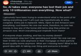 r/Futurology 39m ago Weak-Representative8 Join So, Al takes over, everyone has lost their job and only 10 trillionaires own everything. Now what? Discussion I genuinely have been trying to understand what is the point of Al taking everything over? Let's just say hypothetically Al wins, congrats. Every job is replaced. Meta, Open Al and Amazon own everything, cool beans! No one can work, therefore, no one has money to buy any of the horse s--- temu slop they prime on amazon now. Won't everything just implode from there? If everyone stops working, and has no money doesn't consumerism stop too? Like spending just ends? No one can pay their $1000 car note anymore or their mortgage on their particle board quality home anymore. What am I missing here? What is the grand idea with Al taking over thing and everyone is broke? 221 285 Д Share