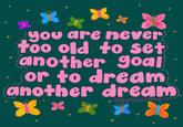 * you are never too old to set another goal or to dream another dream **** @BYASHLEY JANET x *