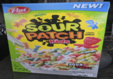 Post NEW! SOUR PATCH Kids FLAVORED CEREAL NET WT 18 DZ (1 LB 2 OZ) 510g SOUR THEN SWEET PER! CUP SERVING 140 25 WARD
