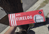 KFC® Col. Harland Sanders 11 HERBS & SPICES FIRELOG FRIED CHICKEN-SCENTED FIRELOG NET. WT 4.3 lb 1-COUNT (1.95 KG OR APPROX. 1 BUCKET OF CHICKEN) Produced for KFC by Enviro-Log 2021 Edition //