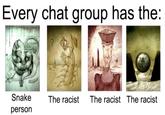 Every chat group has the: Snake The racist The racist The racist person