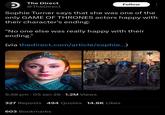 O The Direct @TheDirect Follow Sophie Turner says that she was one of the only GAME OF THRONES actors happy with their character's ending: "No one else was really happy with their ending." (via thedirect.com/article/sophie...) 5:38 pm 05 Jan 26 1.2M Views 327 Reposts 494 Quotes 14.8K Likes 603 Bookmarks