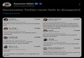 Kareem Rifai @KareemRifai Venezuelan Twitter never fails to disappoint Traducir post Cristina C @achicaelbote Translated from Spanish by Grok X.com My God, I hope no barrel of oil ends up getting hurt. Sh. @Sharonnnna Translated from Spanish by Grok X.com I have a bad headache, I'm going to take a 500mg oil. michiyal @michiyalYT Translated from Spanish by Grok I traded 10 barrels of oil for 3 cheese empanadas and 1 peach Nestea. Óscar C. ⭑ @oscarcallest Translated from Spanish by Grok Nobody: X.com X.com The nutritionist: remember, it's 3 barrels of oil mikasa ackerman @EdwardRiot Translated from Spanish by Grok X.com My psychologist told me that my depression and anxiety are due to the fact that I have too many barrels of oil and nobody is prepared for so much responsibility. KevMo @GamerKevMo Translated from Spanish by Grok X.com But has anyone even deigned to ask the oil what it wants???? abel❤ @abelryding Translated from Spanish by Grok X.com I'm out of oil, so I'll have to fry the arepa with petroleum Roberto Rodríguez M. @esosiquetetengo Translated from Spanish by Grok X.com "And do you really love me or are you only with me because of my oil barrels?" per day