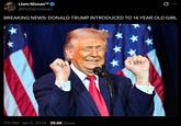 A tweet reading, "BREAKING NEWS: DONALD TRUMP INTRODUCED TO 14 YEAR OLD GIRL."