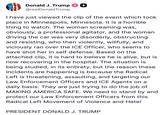 A statement by Donald Trump on the ICE shooting in Minneapolis. He defends ICE.
