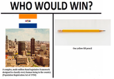 WHO WOULD WIN? A complex, multi-million Rand legislative framework designed to classify every human being in the country (Population Registration Act of 1950) One yellow HB pencil