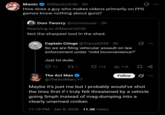 Manic @ManicUCW 5h How does a guy who makes videos primarily on FPS games know nothing about guns? Don Tworry @nonetosee - 5h Replying to @ManicUCW Not the sharpest tool in the shed. Captain Cringe @TravisG239-3h So we are filing vehicular assault on law enforcement under "mild inconvenience?" Just lol dude. 11 271 114 11K The Act Man @TheActMan_YT Follow Q Maybe it's just me but I probably would've shot the tires first if I truly felt threatened by a vehicle going 5mph instead of mag-dumping into a clearly unarmed civilian 11:18 PM Jan 8, 2026 11.3K Views