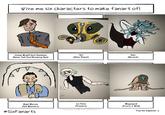 give me six characters to make fanart of! XXX 粥 Jimmy Mcgill/Saul Goodman (Better Call Saul/Breaking Bad) "Ike" (Alien Planet) Slan (Berserk) Nigel Marven (Sea Monsters) #SixFanarts Lio Fotia (Promare) template by @mcapriglioneart Megasquid (Future is Wild) Trey the Explainer ;)