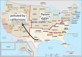 WASHINGTON government testing site once beautiful drugs are actually legal OREGON make jefferson a state CALIFORNIA NI CANADA who the f--- ruined by rich people MONTANA [better DAKOTA MINNESOTA worse! DAKOTA G NEBRASKA alaska lite WISCONSIN MICHIGAN flyover states strange but delightful people UNITED STATES ILLINOIS IDAHO polluted by californians some of these places used to be pretty cool before the californians started migrating into them COLORADO the worst people you will ever meet california lite KANSAS MISSOURI ARIZONA NEW MEXICO OKLAHOMA texan refugees ARKANSAS PACIFIC OCEAN MEXICO love their facebook videos. HAWAII ALASKA beautiful land blessed by god CANADA TEXAS the city of austin goes in this sector VERMONT MAINE yankees N (derogatory)г NEW YORK PENNSYLVANIA NEW HAMPSHIRE MASSACHUSETTS RHODE ISLAND CONNECTICUT smell bad, rude, awful INDIANA OHIO NEW JERSEY WEST VIRGINIA DELAWARE MARYLAND VIRGINIA KENTUCKY TENNESSEE NORTH CAROLINA SOUTH THE SOUTH CAROLINA MISSISSIPPI GEORGIA ALABAMA LOUISIANA food why is the rain warm tho ATLANTIC OCEAN Gulf of Mexico FLORIDA old and crazy people 0 0 ОДО 200 300 400 mi 600 km Was 0 HAVANA OH NA NA CUBA Encyclopædia Britannica, Inc.