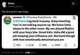 Renee @PettyLupone The first post I saw today... connor @ConnorEats Pants. 6h @JDVance Log back in p----. Keep tweeting. X You're not waking anyone up. We know Usha sleeps in the other room. My son played Roblox with your boys btw. Great kids. Usha did a good job keeping your influence out. Not hard though with how emotionally detached you are 164 172.1K 30K Il 191K ☐ ↑ 10:25 AM Jan 10, 2026 2.5M Views