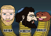 Just the Ary@n-Semitic friendship theme on the King Ghidorah template, featuring Spurdo Spärde.