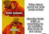 Other humans Cygnar Using steam power for your death robots Slapping tesla coils on everything to fry anything that looks at you wrong Supermeme.af