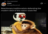 t You reposted Liam @LegoRacers2 Reactionary traditionalists defending the modern ideal of the nation-state like