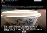 A tweet reply from YouTuber Justin Whang about the KTLA story involving a Starbucks employee drawing a John Pork meme on a police officer's coffee cup.
