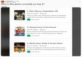 A Reddit post wondering why Cory In the House DS is number 2 on Metacritic user reviews. The post shows the game sitting between Expedition 33 and MGS 3.