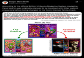 Supper Mario Broth @MarioBrothBlog 0 According to the official British Nintendo Magazine System magazine, Panel de Pon was originally planned to be localized with Killer Instinct characters before being changed to the Yoshi-themed Tetris Attack. "So [Panel de Pon] is highly playable and has amazing combo potential. Great. Ah, but it also has a twee soundtrack and somewhat naff fairy characters for players to control. It's also a puzzler and puzzle games are notoriously hard to sell to the British gaming public. Which may explain why Nintendo has asked Rare to look into substituting its own Killer Instinct characters and sound effects into the game. [...] Rare will not confirm or deny involvement in the conversion project, despite the fact that Mr. Minagawa [head of PR at Nintendo Japan] told us about it himself." -Nintendo Magazine System UK, Issue 40, 1996 Panel de Pon Our timeline STAGE STAGE LEVEL EASY TIME 0.00 LEVEL EASY TIME 0400 Alternate timeline (artist's conception) STAGE LEVEL EASY TIME 0'00 Yoshi theme Killer Instinct theme Source: info: @SMWikiOfficial, x.com/SMWikiOfficial/status/1294653713706037250; mockup by Supper Mario Broth