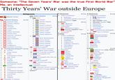 Someone: "The Seven Years' War was the true First World War" Me, an intellectual: Thirty Years' War outside Europe Iberian Union Belligerents [hide] In Americas: [hide] In Americas: Indian auxiliaries Dutch Empire Voc [hide] • Kalinago Spanish Empire [hide] Hirado Potiguara Tupis Spanish Italy Canary Islands Mexico Banda Islands Ambon In Africa: [hide] Moriscos Dutch Celebes Luso-Africans Yucatan Dutch Formosa Imbangala Guatemala Dutch Bengal Cuba Dutch India Ethiopian Empire Ndongo (loyal to Filipe Hari a Ngola) Santo Domingo • Yanakuna (Indios reyunos) Indigenous peoples Mapuches Huilliche • Rio Grande Tupis Nhandui Tarairiu Tribe • Maranhão ⚫ Itamaracá Pernambuco Calchaquí Courland and Semigalia New Courland • Dutch Ceylon • Prazeiros Puerto Rico In Africa: Dutch Malacca In Asia: [hide] [hide] Spanish Jamaica Ottoman Empire • Indian auxiliaries WIC Venezuela • Pampangos New Netherlands New Granada • Pangasinans Peru Dutch Brazil • Tagalogs Chile Dutch Antilles • Cagayanos Chiloe • Philippines Spanish Formosa Portuguese Empire[a] [hide] Azores Cape Verde Brazil Portuguese Ghana São Tomé × Kongo Angola Dutch Ghana Dutch Angola +English Empire[b] East India Company English West Indies French Colonial Empire[c] Compagnie des Compagnie des Îles de Cebuano Visayans Tlaxcaltecs ⚫ Quechuas Lascarins Kirishitan Oman Basra Cochin Cambodia Tidore Makassar Saadi Sultanate Salé Lançados × Kongo +Ndongo Kasanje Matamba Ambundu In Asia: [hide] Danish East India Swedish Empire Swedish South Company Braganzist Portugal (since Manado Siau Ming China Danish Empire [f] Danish India | Nguyễn lords Safavid Iran (only 1620s) Kandy Thanjavur Nayak Sitawaka Jaffna Ayutthaya Ternate Jailolo Tagolanda Moro people Sulu Maguindanao Lanao Buayan Moluques l'Amérique Danish Empire[d] Mozambique Portuguese Oman Company Ormus Portuguese Ceylon Goa Portuguese Bengal 1640s)[e] Portuguese Malacca Johor Insulandia Macau Dejima +Republic of Genoa Aceh Wokou pirates Mughal Empire Tokugawa Shogunate Trinh lords
