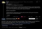 DIO @DIOHeavenAchver Dec 29, 2025 Parody account Amazon. To Whom It May Concern, Ø While I certainly understand that Cairo can be quite difficult to reach, it is nonetheless unbelievable that my Chanel gloss has still not arrived. Unacceptable. I therefore request a full refund for this purchase, effective immediately. - DIO 5 152 1.3K ill 16K customer service Amazon Help ⭑ @AmazonHelp Follow Hello, we are sorry to hear that. To make sure we're best assisting you, can you first tell us which marketplace (Amazon.EG Amazon.SA, Amazon.com, etc.) you use? -Ammar 10:05 AM Dec 29, 2025 1,182 Views