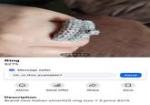 Ring $275 Message seller Hi, is this available? Send D ☐ Alerts Send offer Share Save Description Brand new Italian silver925 ring size 7.5 price $275